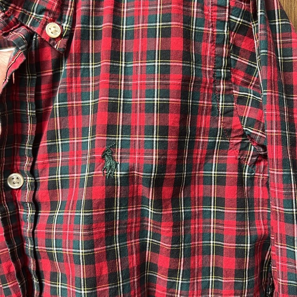 Ralph Lauren toddler 4/4T red/green plaid button up, longsleeve, EUC - Picture 3 of 5
